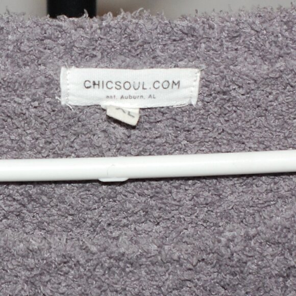 Chicsoul.com XL Womens Sweater Button Accents Fuzzy Warm Gray and Cream EUC - Picture 2 of 5